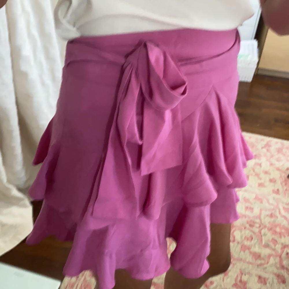 Ruffle Pink Magenta Mini Skirt - Picture 3 of 4